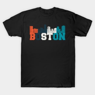 Boston Skyline Retro Cityscape T-Shirt